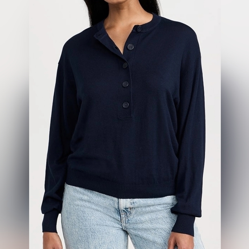 GOOD AMERICAN TISSUE WEIGHT HENLEY SWEATER. SIZE 2XL/3XL. .BLACK.